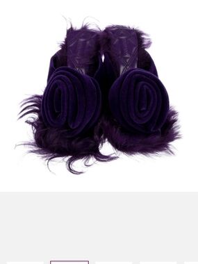 Burberry Velvet Floral Rosette Slippers in Deep Purple